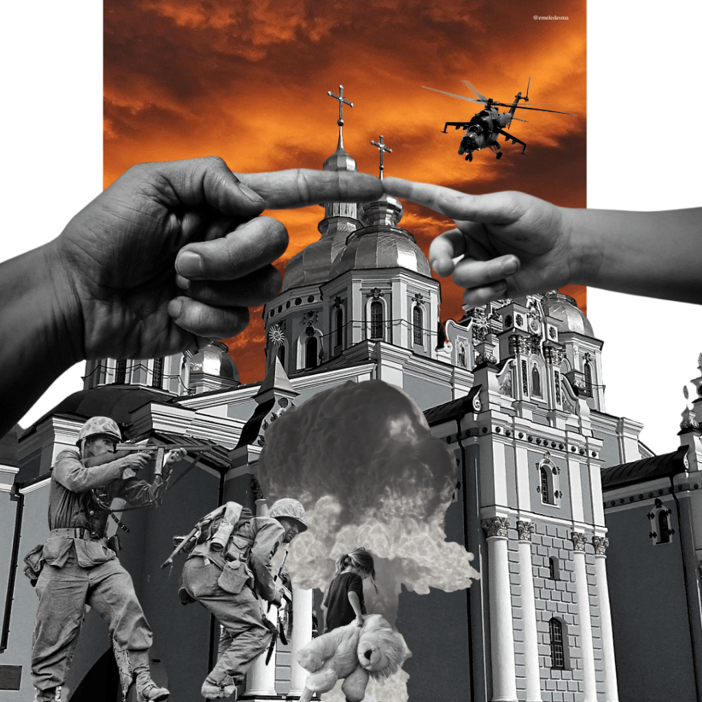Collage representando la guerra de Ucrania