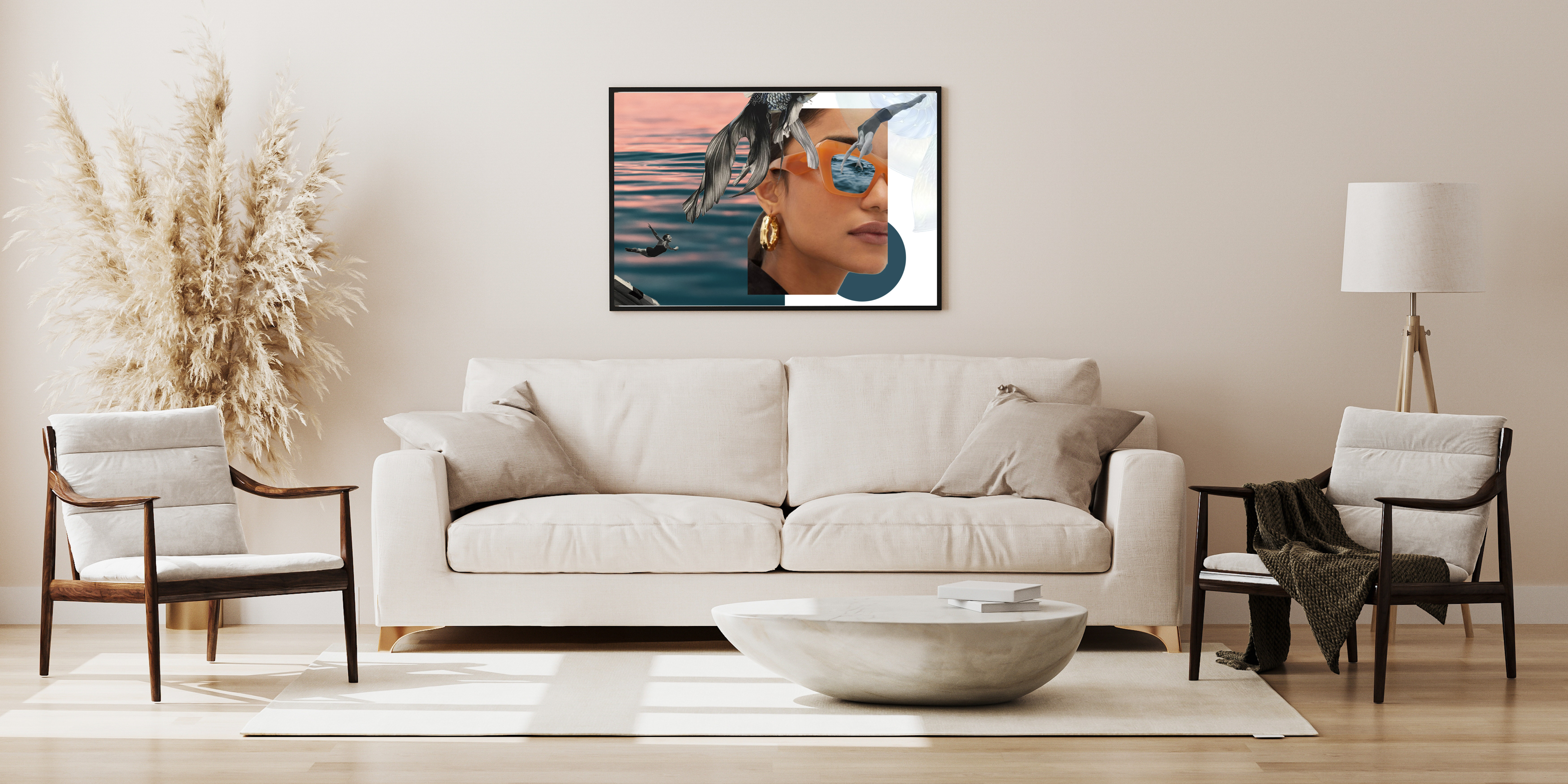 Collage ubicado en el centro del salón.